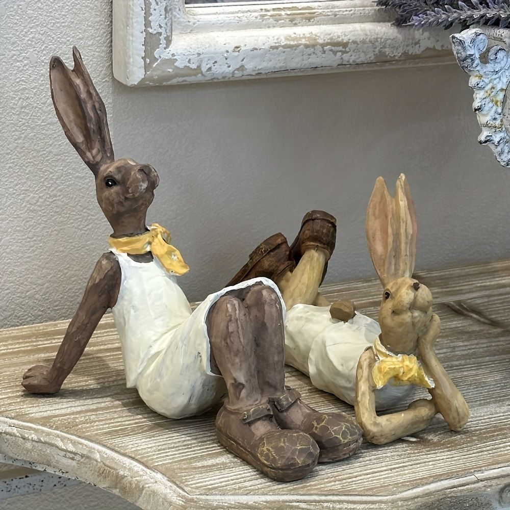 庭のベランダの屋外ブランコのウサギの置物 ガーデンオーナメント