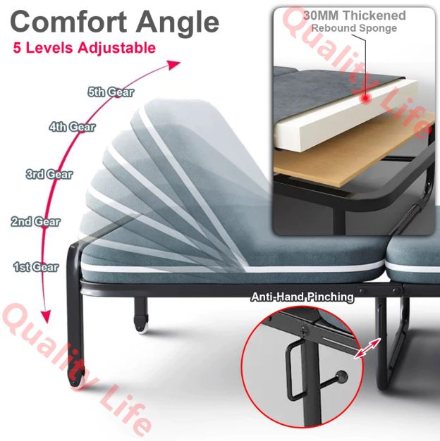 折り畳みベッド メモリーフォームマットレス付き