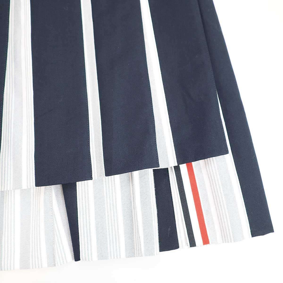 THOM BROWNE トム ブラウン コットンツイルストライプ ロングプリーツ  