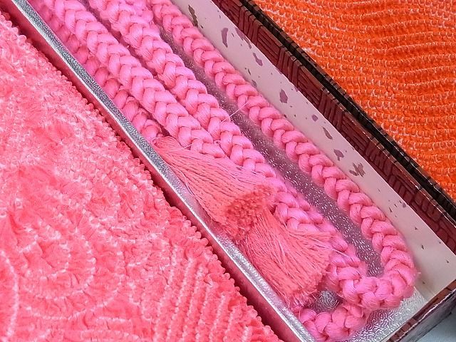 平和屋1■和装小物　上質な帯揚げ・帯締めまとめて３セット　刺繍　縮緬　地紙鳳凰花文　青海波花文　高麗組　金糸　逸品　CAAF1602ju