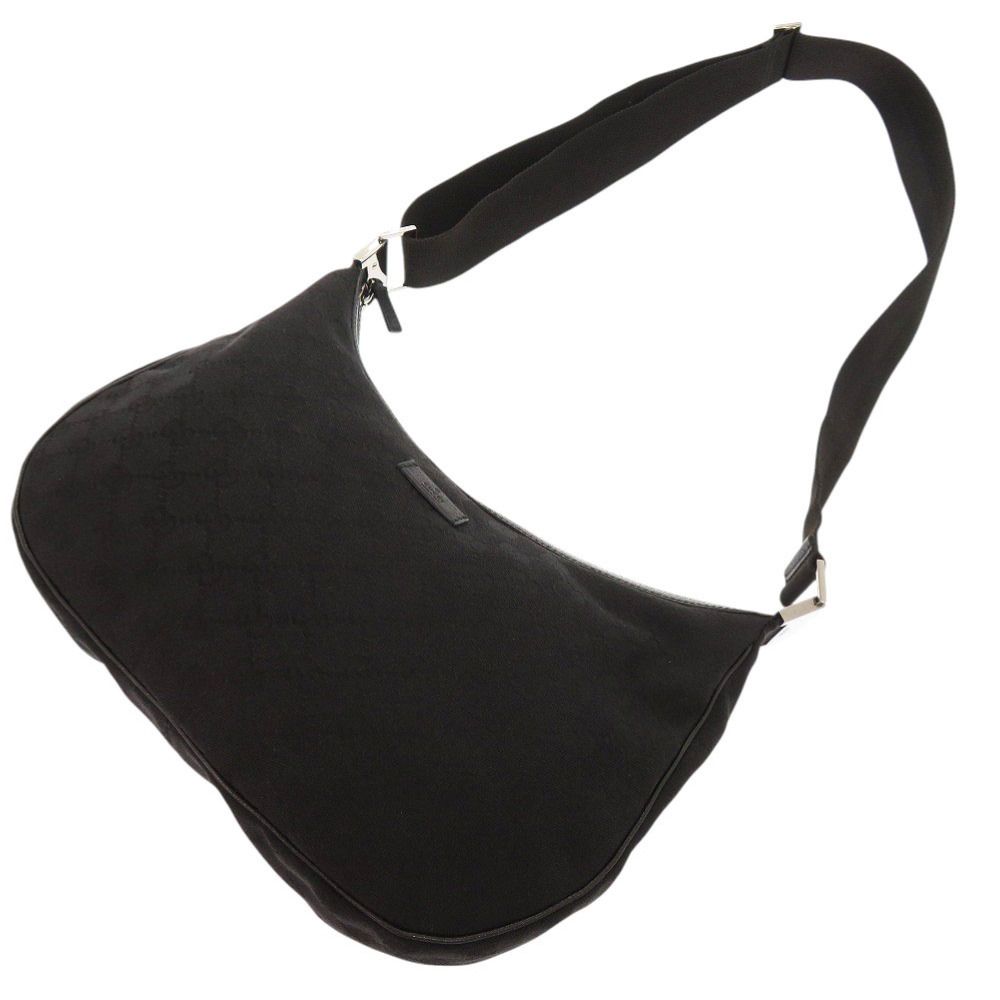 美品 グッチ 122790 GGキャンバス ブラック ショルダーバッグ 黒 0386