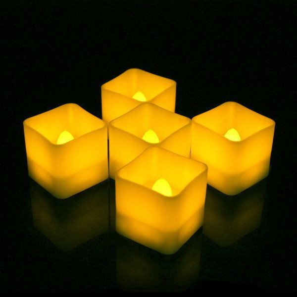 1個【四角い LEDキャンドル】36mm角×高さ35mm キューブ ブロック 四角