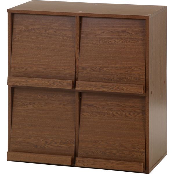 ディスプレイラック 4マス オークブラウン 組立品 代引不可