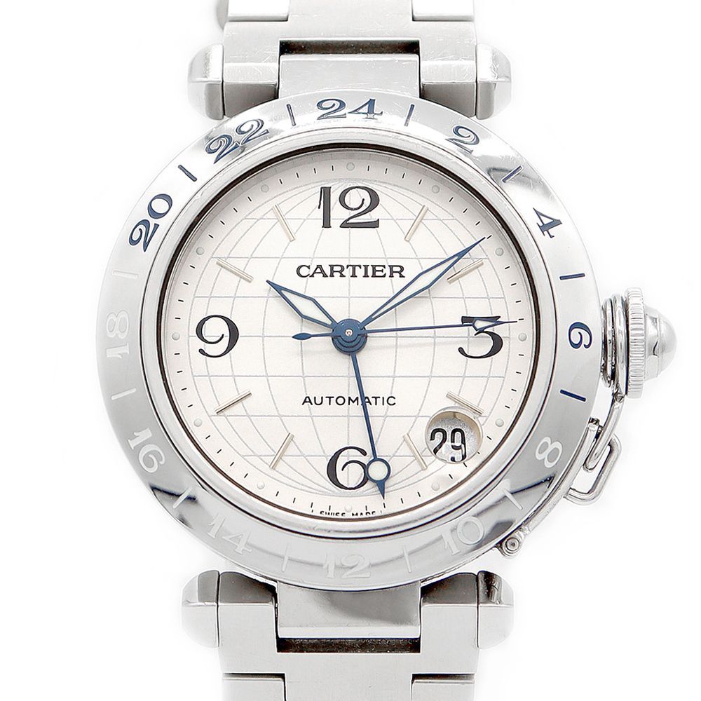 Cartier カルティエ パシャC メリディアン GMT W31029M7 シルバー SS ...