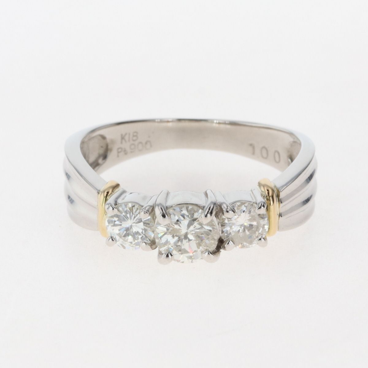 ダイヤモンド デザインリング プラチナ K18 イエローゴールド 指輪 