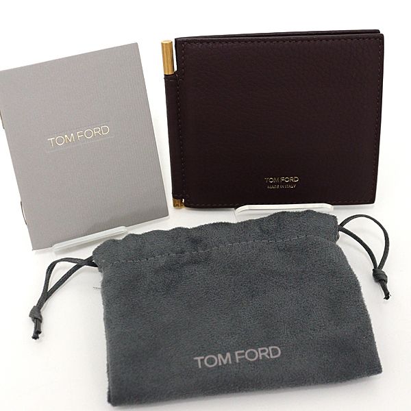 トムフォード TOM FORD マネークリップ ブラウン カーフスキン 【中古  