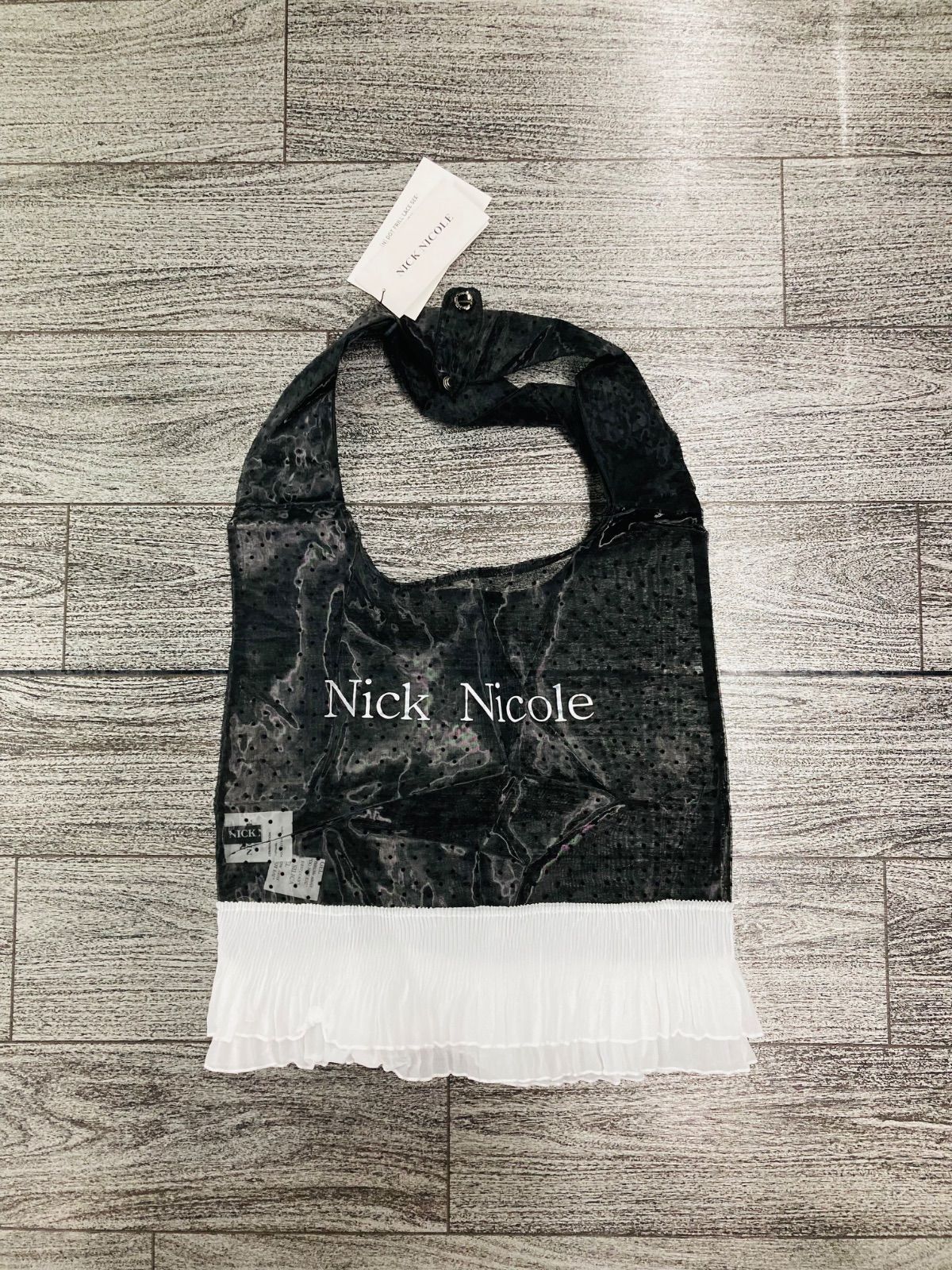 韓国現地 正規品 NICK-NICOLE バッグ ブラック 生地薄い 丈夫 半透明 フリーサイズ Ｎ -9F-008