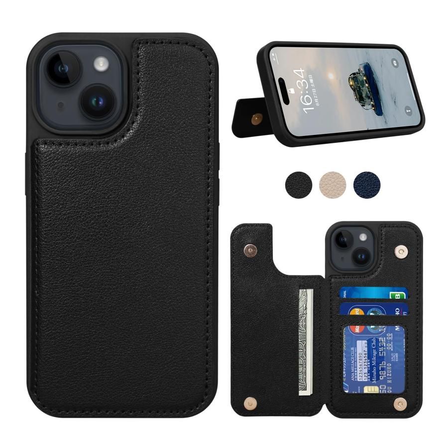 iPhone 15 用 ケース 背面 手帳型 カード iPhone15 用 背面ケース 手帳型ケース スマホケース ICカード収納 Shlybaay