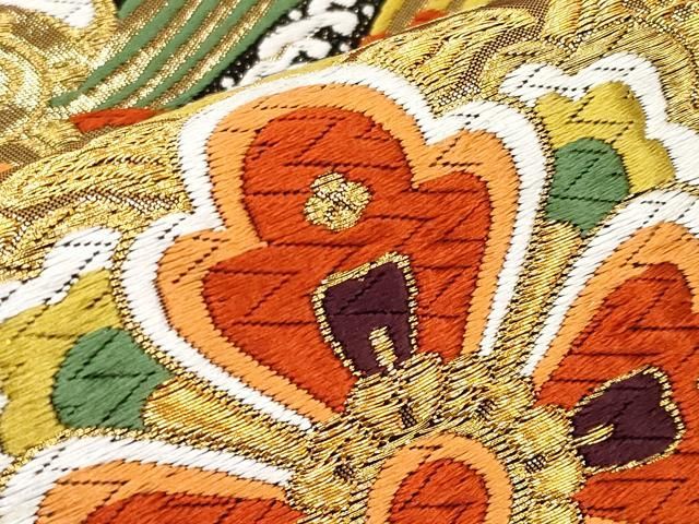 【E52】厳選西陣　名門【じゅらく】　立涌唐草花文様　全通高級正絹純金糸美術袋帯 E52】厳選西陣名門【じゅらく】立涌唐草花文様全通高級正絹純