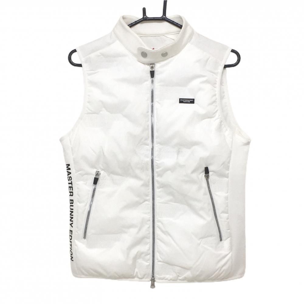 美品】マスターバニー 中綿ベスト 白 ロゴ地模様 異素材切替  