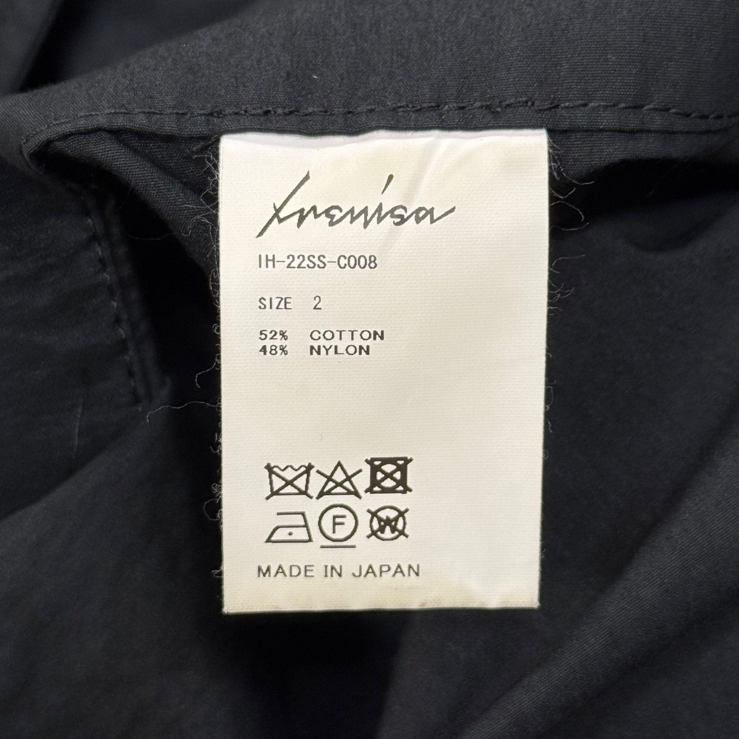 イレニサ IRENISA DOUBLE POCKETS_ ZIP COAT コート／IH-22SS-C008 ブラック サイズ：2