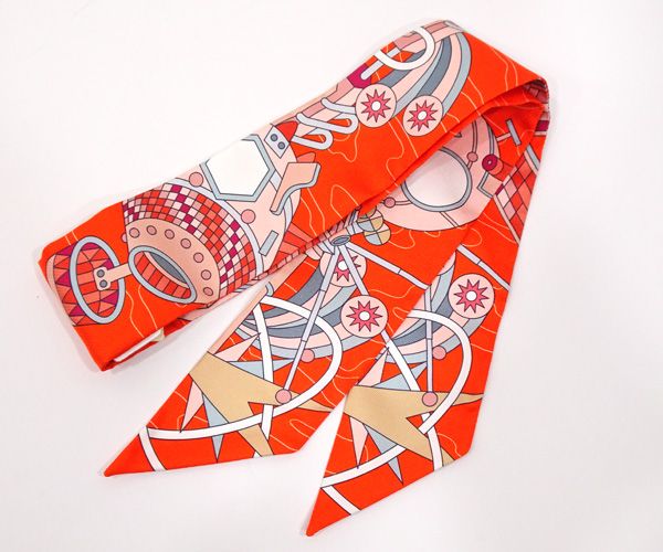 質コニシ】【HERMES/エルメス】ツイリー 赤 レッド系 スカーフ