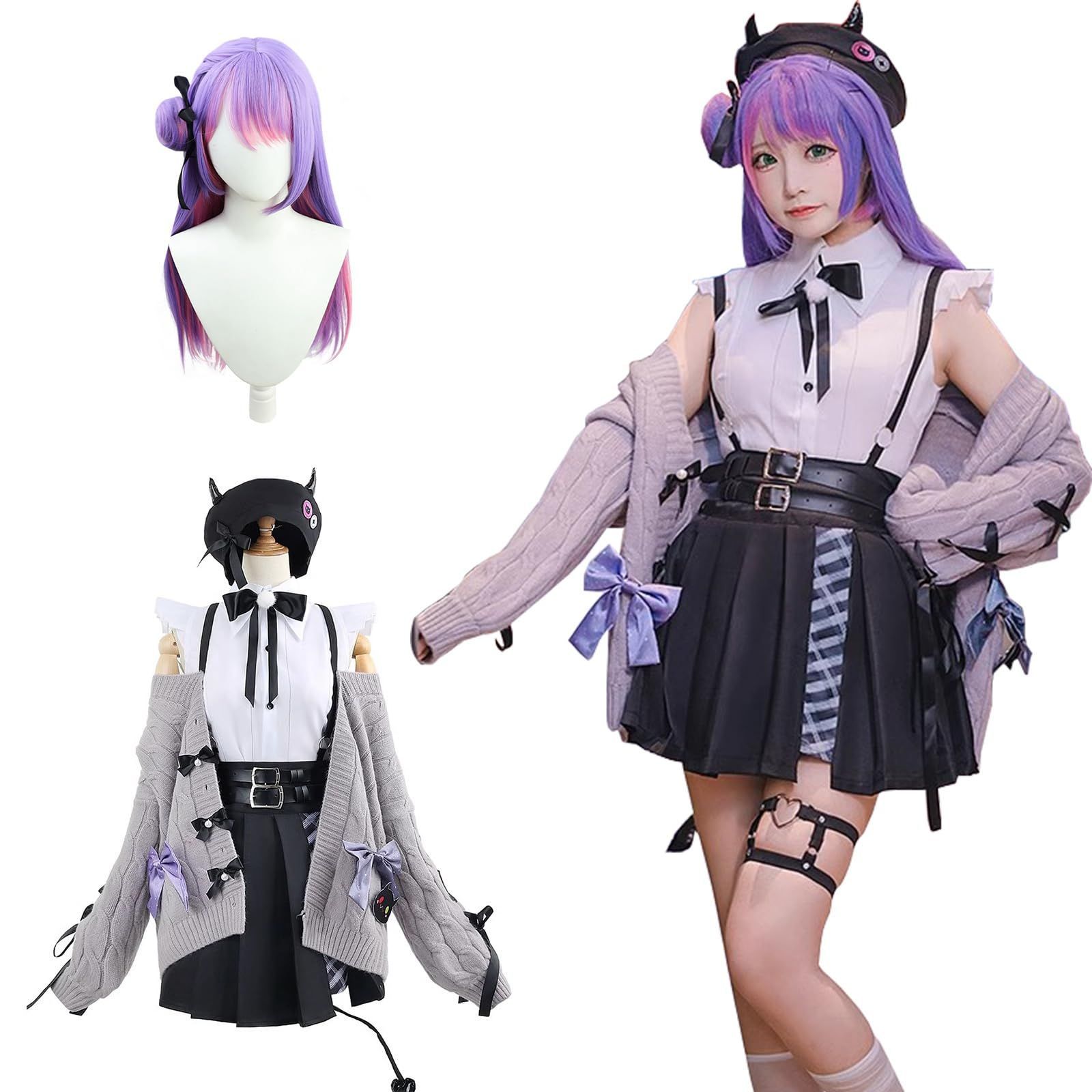 在庫処分】ウィッグ付き 夏服 VTuber コスプレ衣装 フルセット