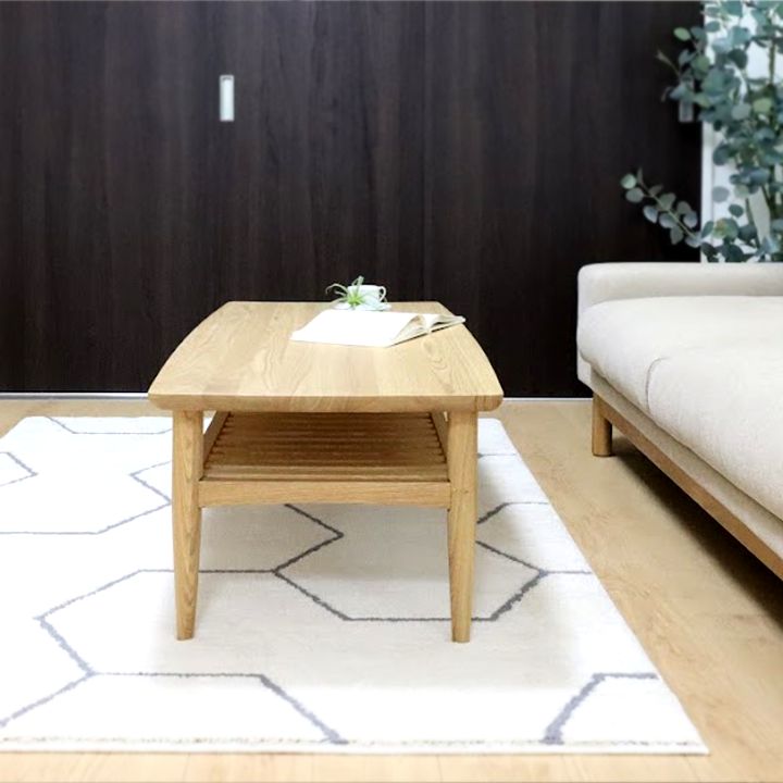 モデルルーム展示品】タモ材使用 センターテーブル リビングテーブル 