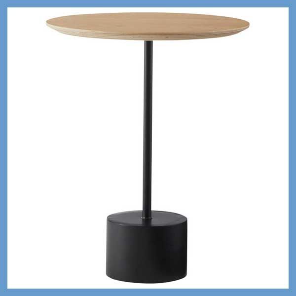 天然木 オーク化粧合板 とブラックアイアンレッグのサイドテーブル W40×D40×H50cm No.231 ナチュラル