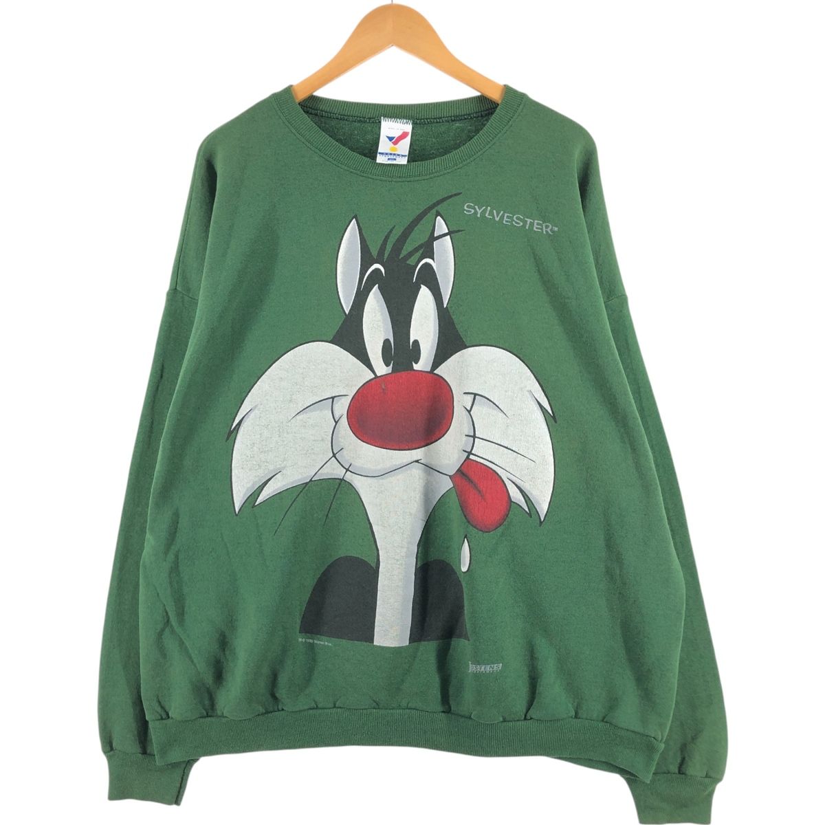 古着 90年代 ARTEX LOONEY TUNES ルーニーテューンズ シルベスターキャット 大判プリント キャラクタースウェットシャツ/eaa462722