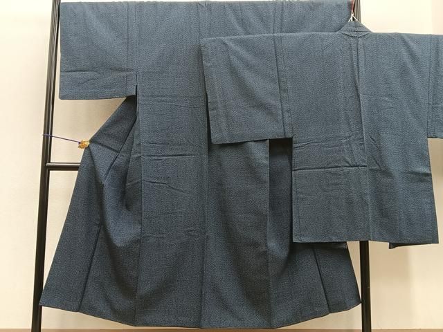 平和屋着物男性　お召　アンサンブル　亀甲文様　正絹　逸品　BAAO2316pk