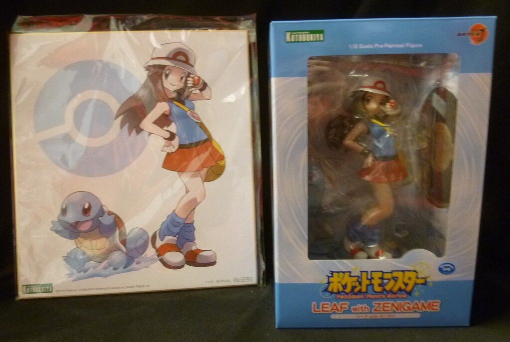 リーフ＆ゼニガメフィギュアありがひとし氏イラスト色紙 初回限定購入