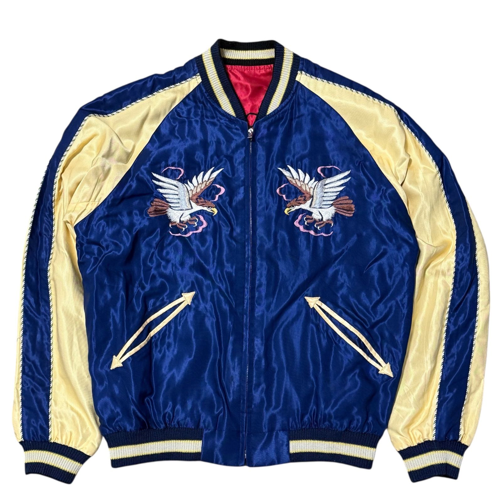 美品 テーラー東洋 TALOR TOYO 両A面 スカジャン 黒虎 鷹 東洋