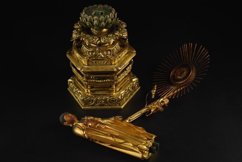 蔵A4666】仏教美術 木彫 阿弥陀如来立像 玉眼 古作 50㎝ 2025年