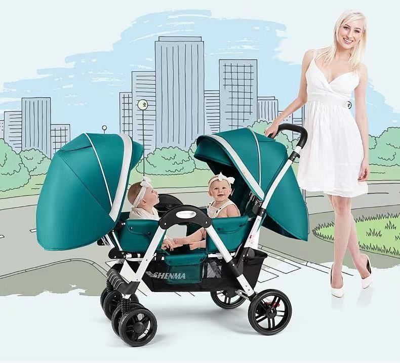 ベビーカー（バギー）二人 双子用 対面 双子用 丈夫 軽量 お