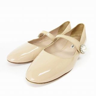 ミュウミュウ miumiu パンプス ローヒール ラウンドトゥ エナメル 