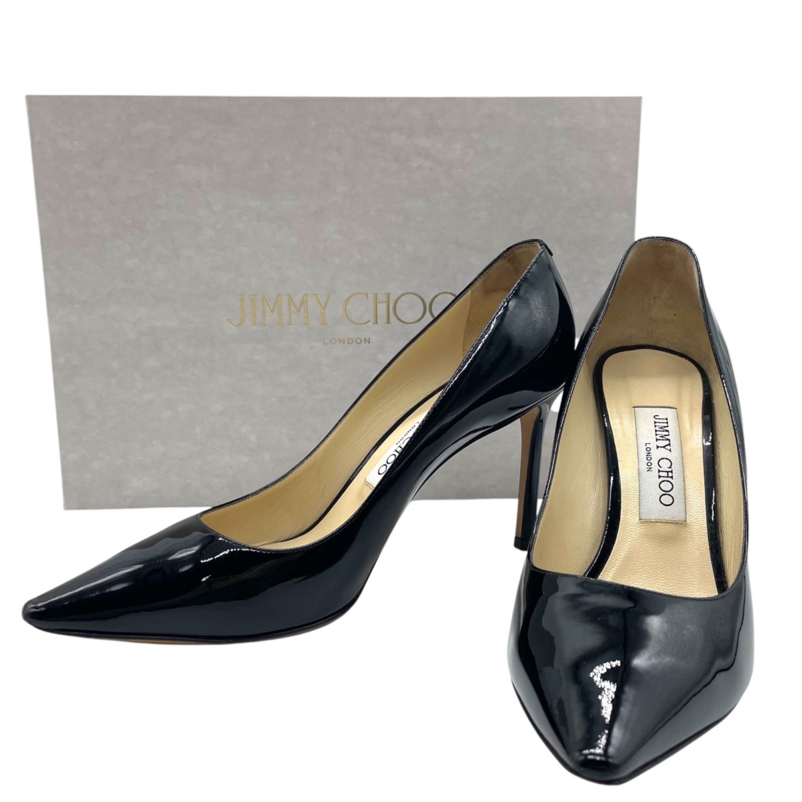 JIMMY CHOO ジミーチュウ ROMY 85 PAT 247 ブラック パンプス Size:38 