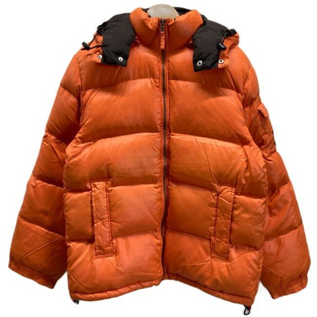 TOMMY HILFIGER ダウンジャケット ナイロンジャンパー アウター ハイネック フルジップ 無地 ワンポイント ブランドロゴ ワッペン フード取り外し 古着