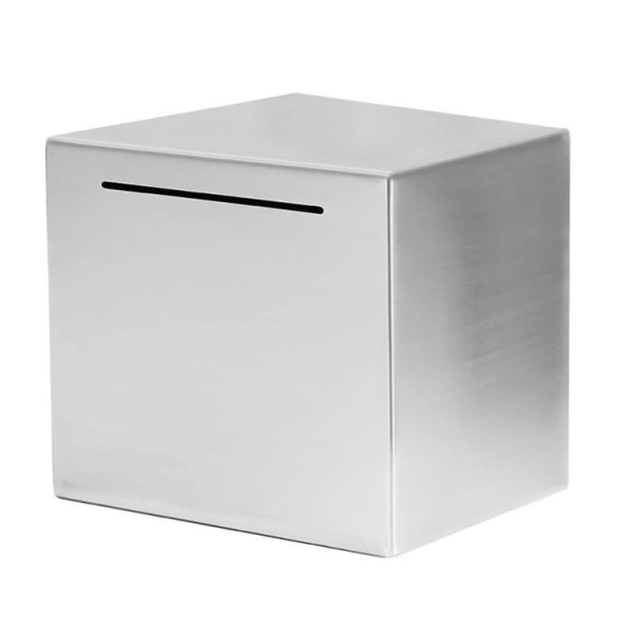 数量限定】頑丈 立方体 シルバー メタル 金庫 貯金 お金 紙幣 コイン 安全 贈り物 プレゼント 大人用 開かない 装飾 バンク マネー 大容量  貯金箱 (15×15cm) 正方形 ステンレス 簡単に開かない貯金箱 [Queen-b] - メルカリ