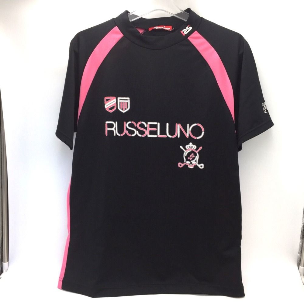 Russeluno ラッセルノ ゴルフ Tシャツ L RS-10113 ブラック×ピンク