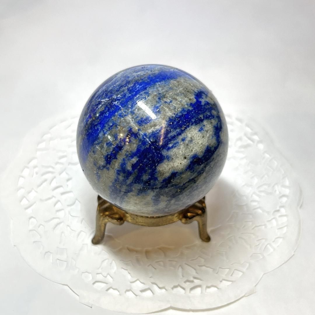 E15860 ラピスラズリ 47㎜ 球 ラピスラズリ球 スフィア 黄鉄鉱 パイライト アラビアの夜空 天然石 パワーストーン