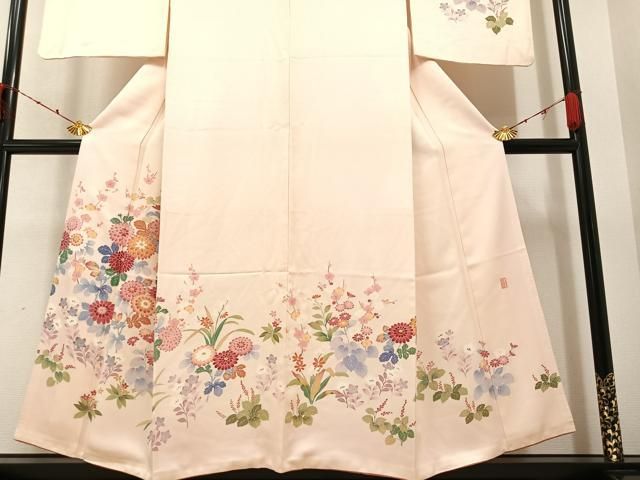 平和屋着物○京加賀友禅 百貫達雄 訪問着 友禅 作家物 枝花文