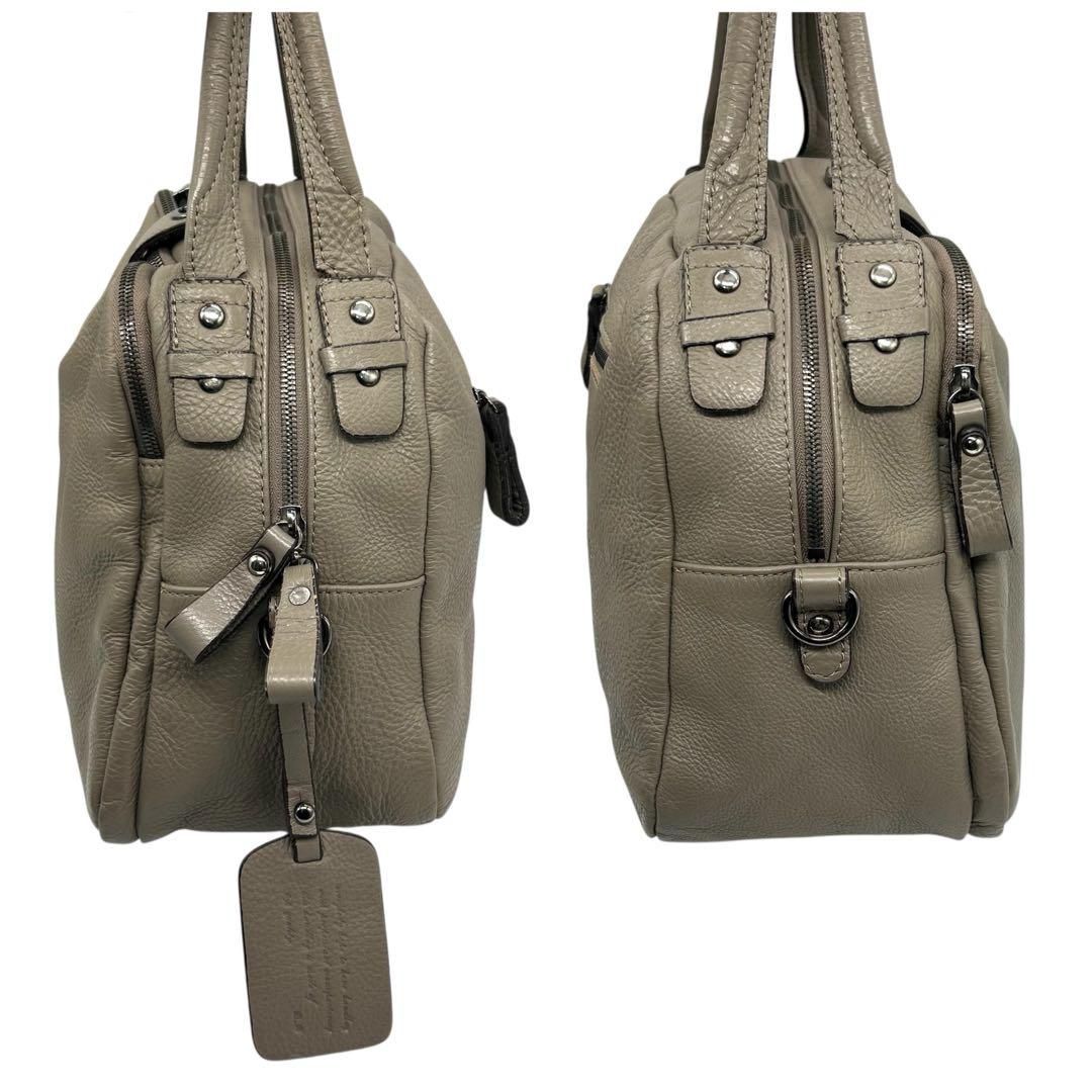 良品 1328 ヘイニ ロシェ ハンドバッグ 2way シボ革 グレージュ