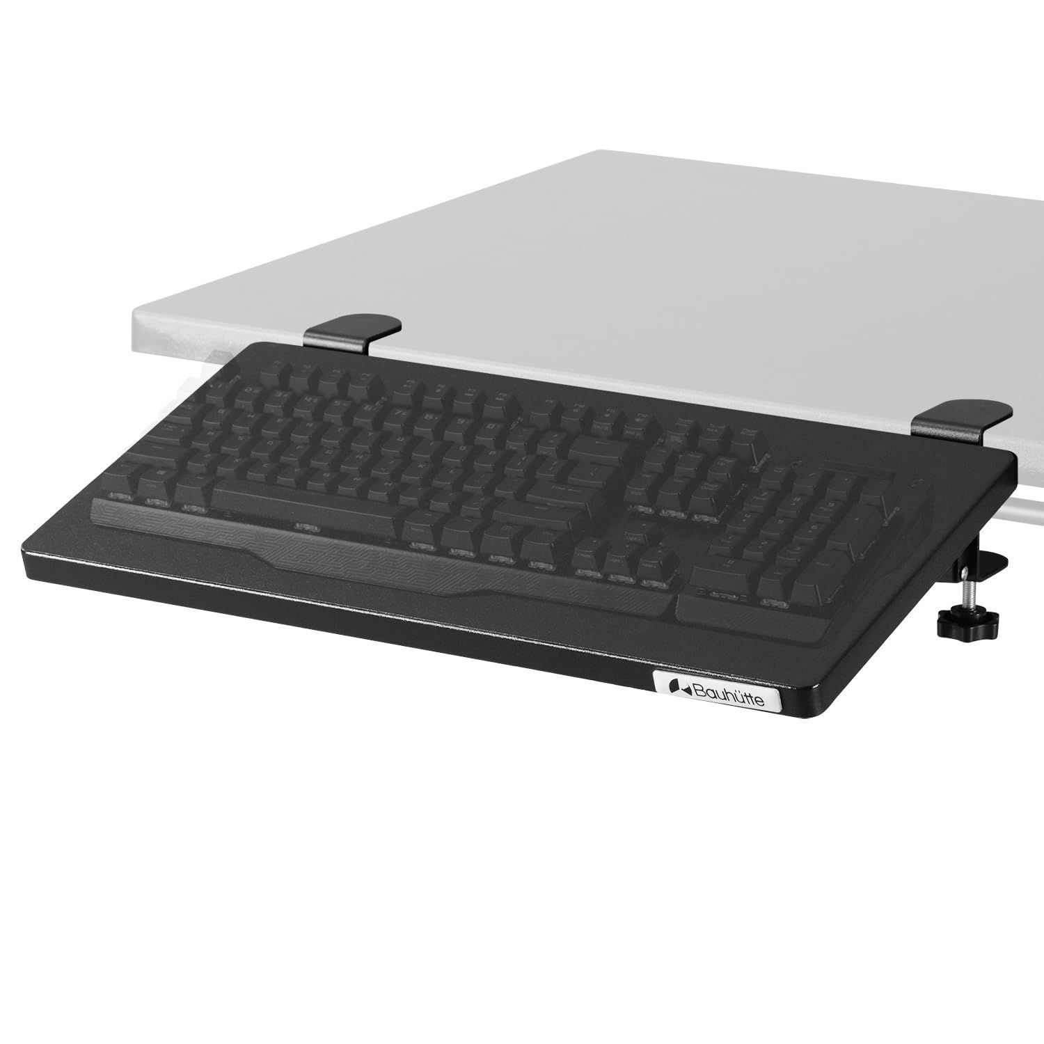 Bauhutte (バウヒュッテ) チルトキーボードトレイ 角度が変えられるキーボードスタンド 後付け 拡張 BHP-480KT-BK