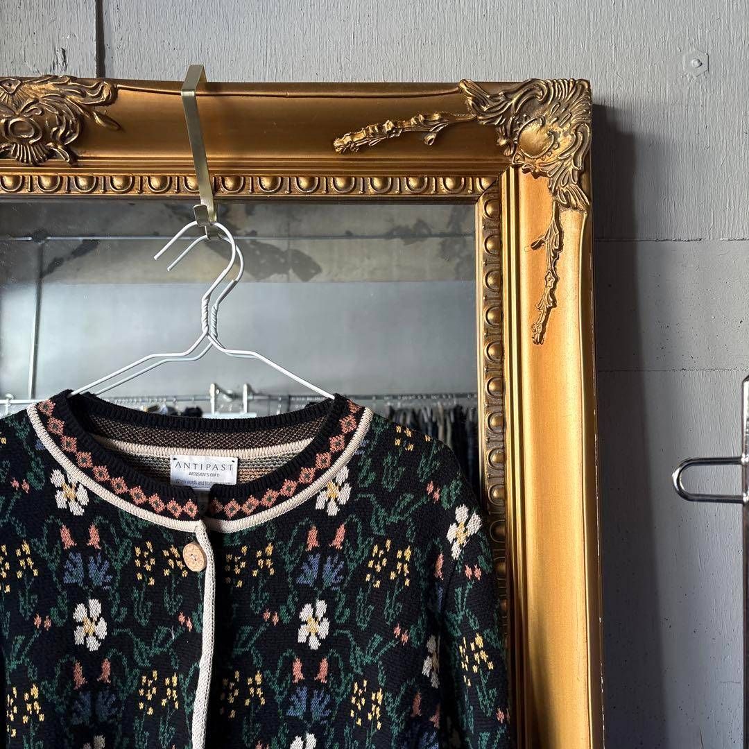 アンティパスト ANTIPAST 花柄 カーディガン ニット セーター 長袖 お呼ばれ デート オフィスカジュアル 食事会 お出かけ 上品