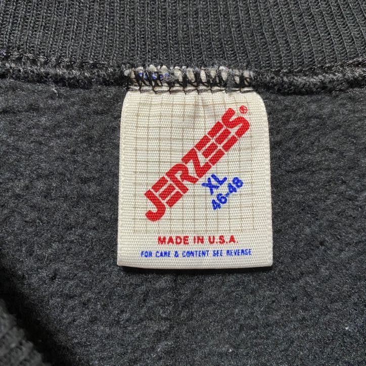 古着 used　80s 80年代　USA製　JERZEES ジャージーズ　長袖刺繍スウェット　黒　ブラック　レトロ　XLサイズ