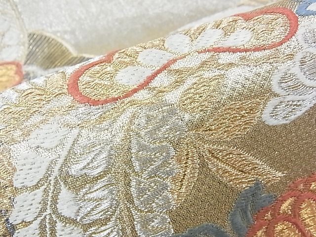 ゴールド　鳳凰　袋帯 平和屋着物◎六通柄袋帯 唐織 鳳凰花文 金銀糸 正絹 逸品