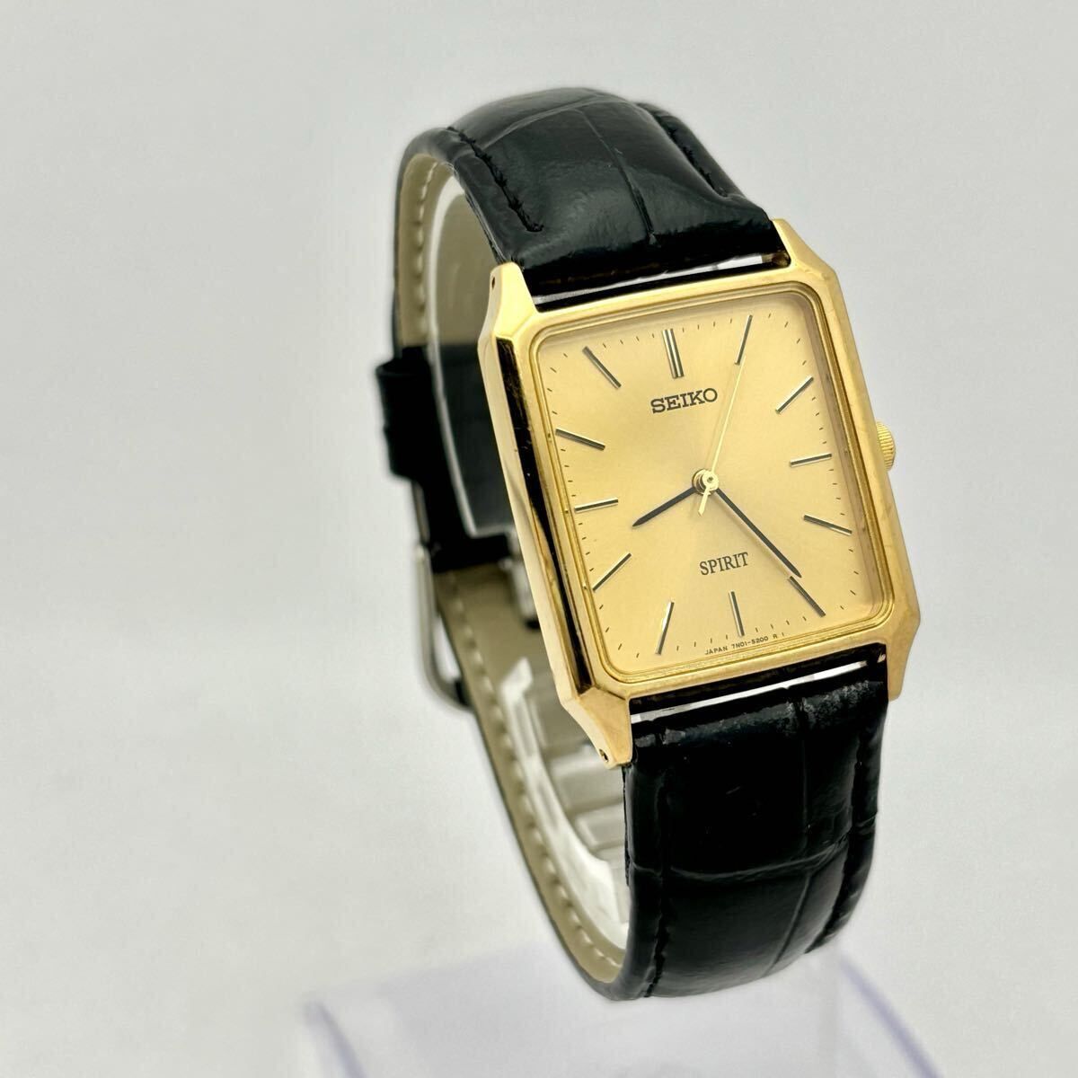 SEIKO SPIRIT メンズ 腕時計 ゴールド 新品ベルト 新品電池】 SEIKO