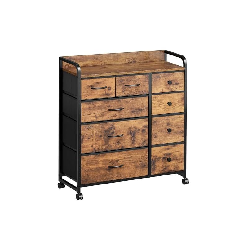 定番人気！ YeTom タンス 収納 チェスト 洋服収納 おしゃれ 洋服タンス キャスター付き 大容量 衣装棚 衣裝ケース リビング 引き出し 脱衣所 棚 衣類チェスト 箪笥 木製天板付き 和風 布製引き出し 転倒防止 安定感 L83×W29×H96cm 4段9杯 ピ 1