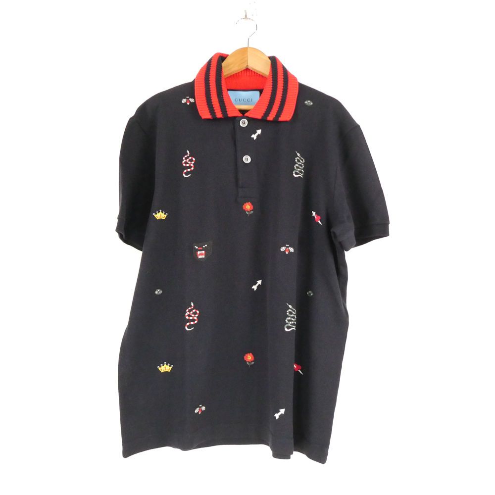 21900□美品 GUCCI チェーンパターン ポロシャツ bc11yt 美品 GUCCI グッチ 475118 X5T74 半袖ポロシャツ XL コットン他