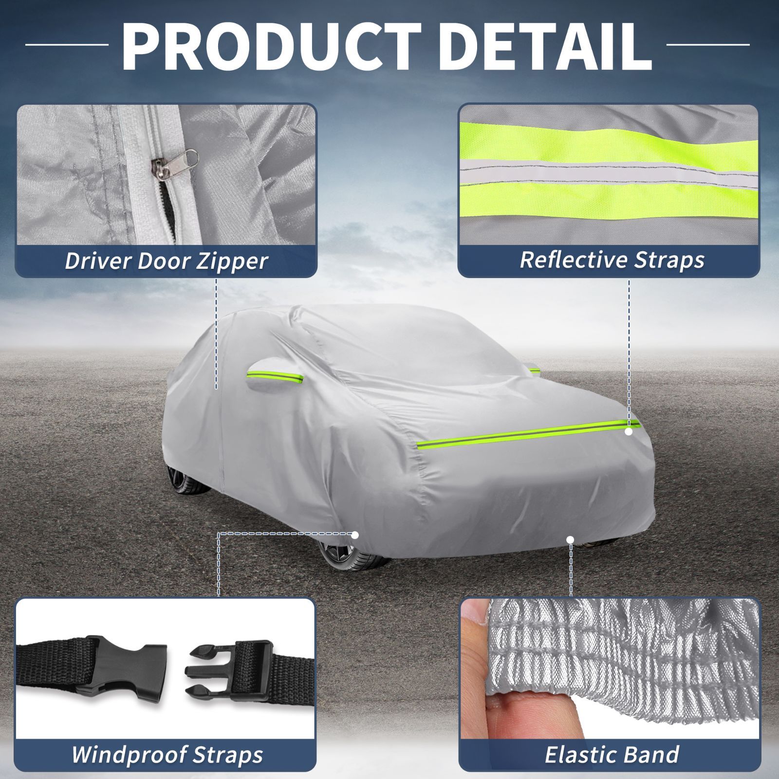 X AUTOHAUX トヨタ ライズRAIZE A200A A210A型 車ボディカバー 自動車カバー 防水生地-5層構造 裏起毛 塗装面保護 運転席ジッパー付き ドア開閉 防風ロープ 収納袋付き 日焼け 梅雨対策 車中泊 暑さ対策 シルバー FFCRYSTALESIA_COM