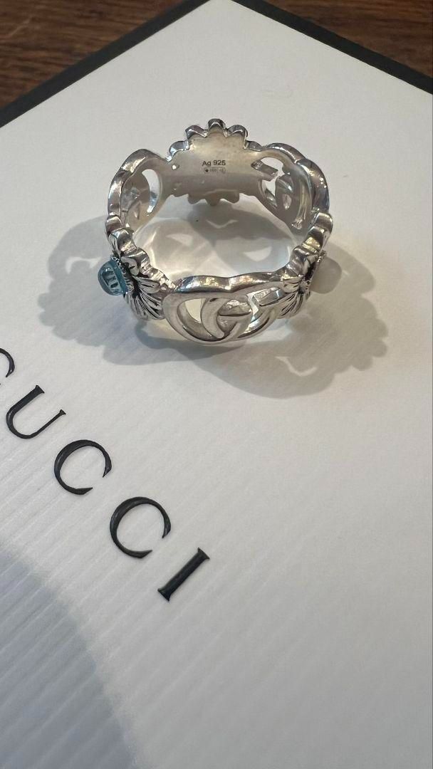 【GUCCI】 ダブルG フラワーリング シルバー925 グッチ ユニセックス GUCCI ダブルG フラワーリング シルバー925 グッチ ユニセックス