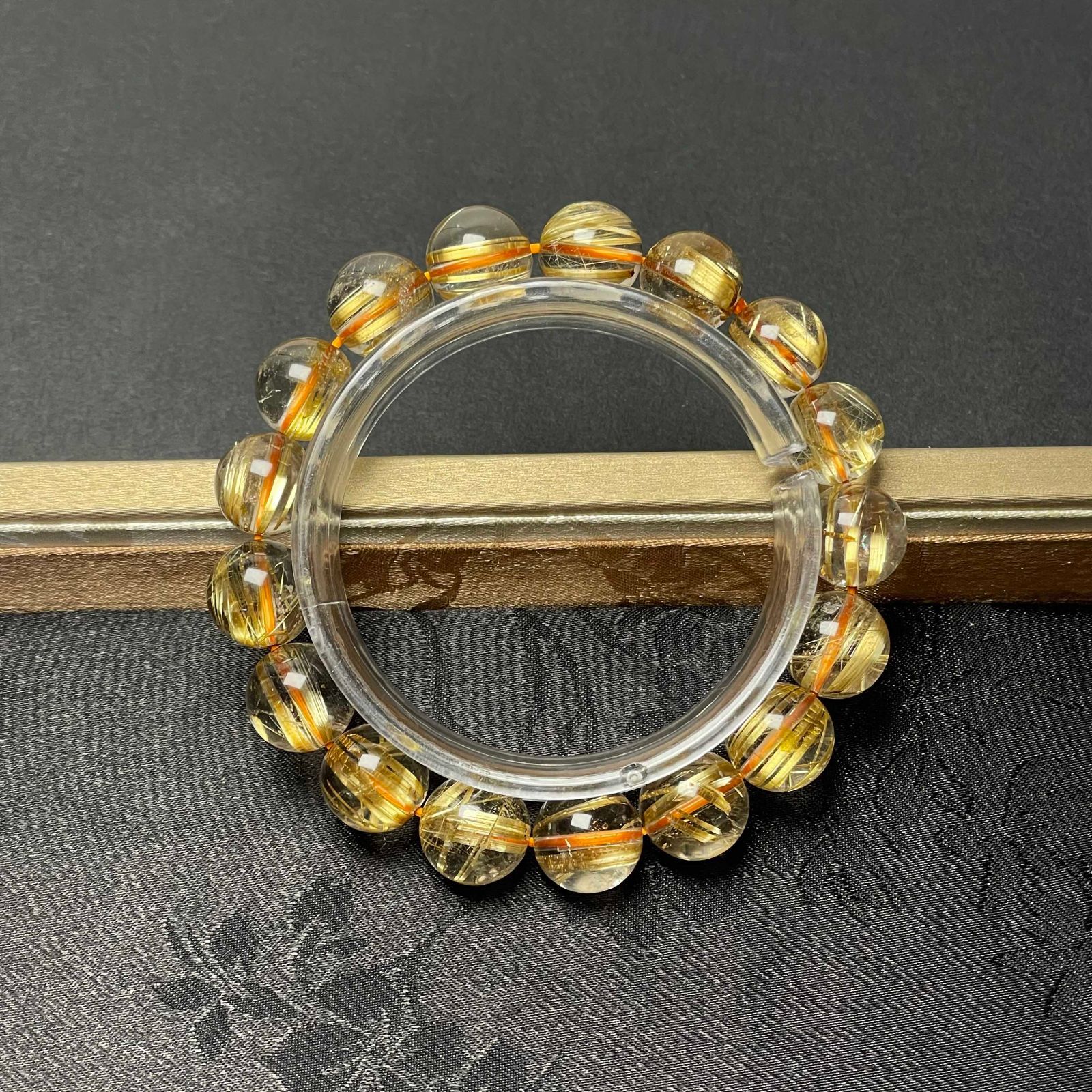 10 OFF 上級 EU製 ! 満針ルチルクォーツ ブレスレット パワーストーン 天然石 金運 お守り プレゼント1 11.9-12.6mm ZZ1530