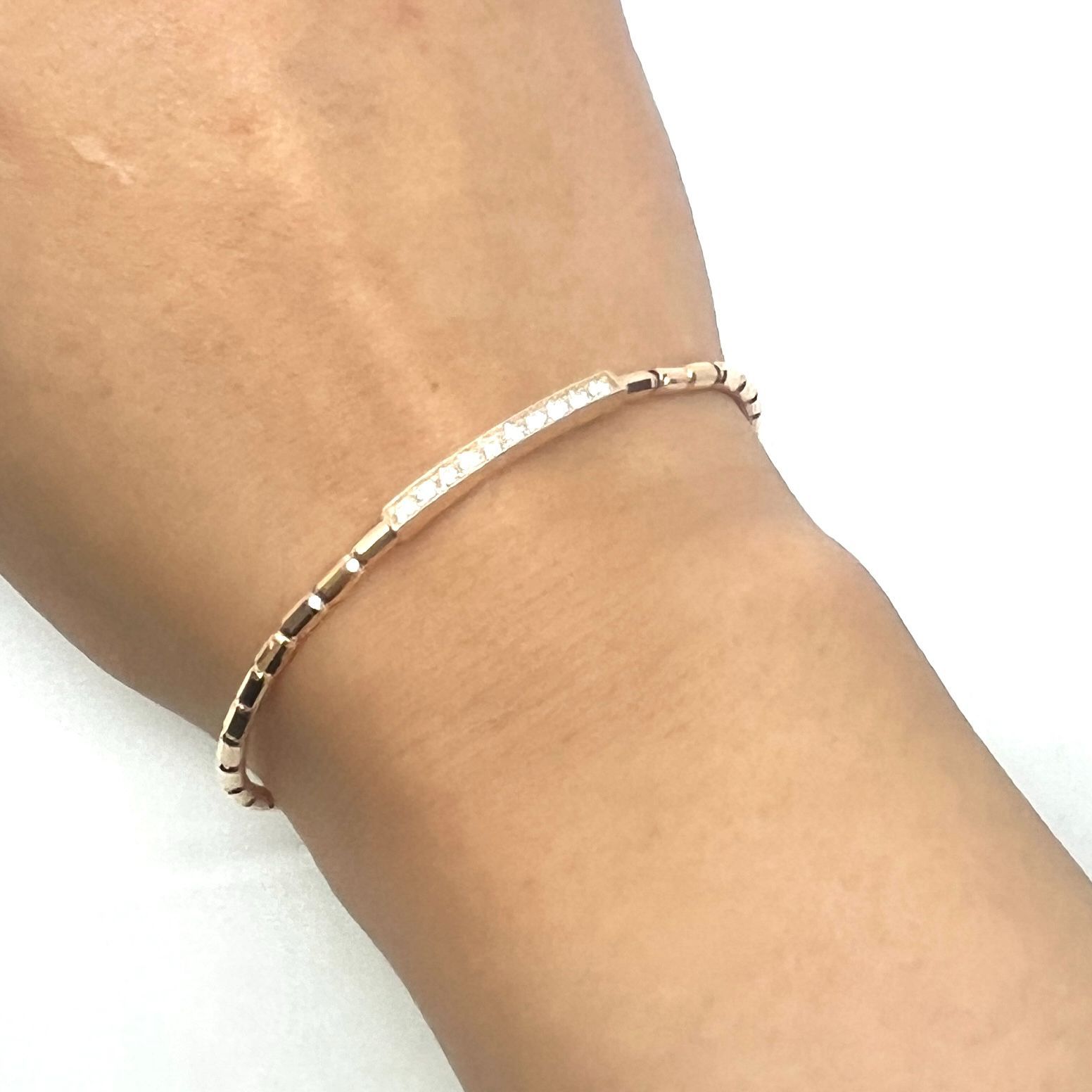 ダイヤモンド 0.30 ct 18金 ピンクゴールド 幅2.4 mm バングル 伸縮 ブレスレット K 18 PG レディース RMジュエリー