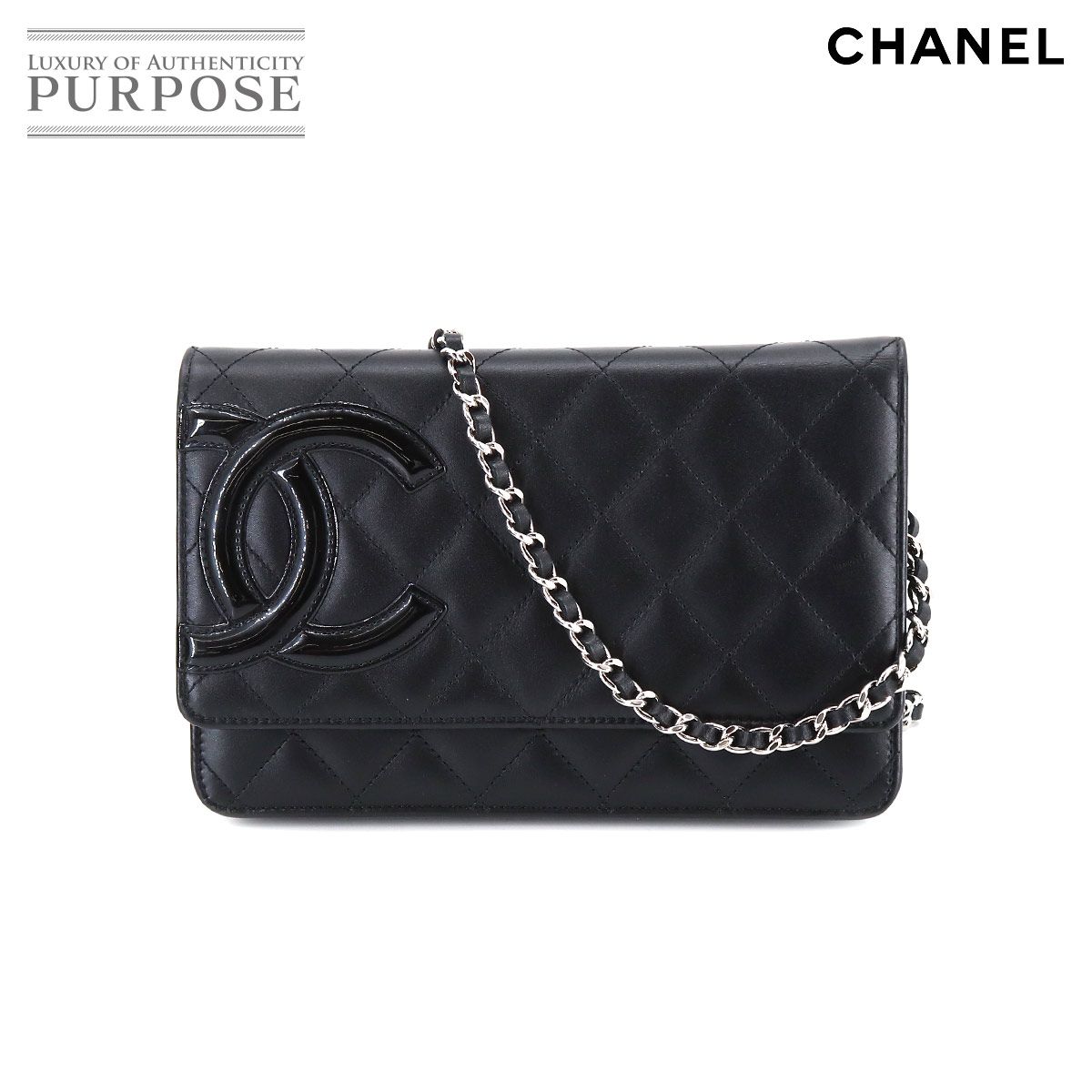 新品同様 シャネル CHANEL カンボンライン チェーン ウォレット 二