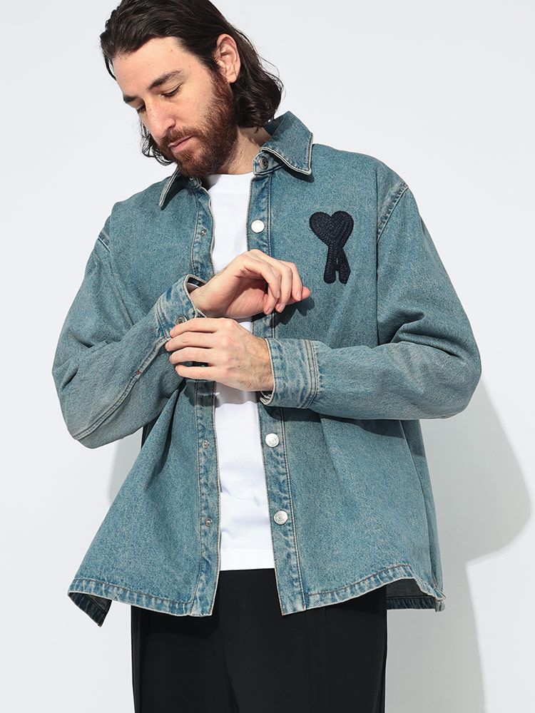 amiparis オーバーサイズデニムシャツ メンズ xxs デニムシャツ AMI PARIS(アミ パリス) メンズ - 海外通販のBUYMA