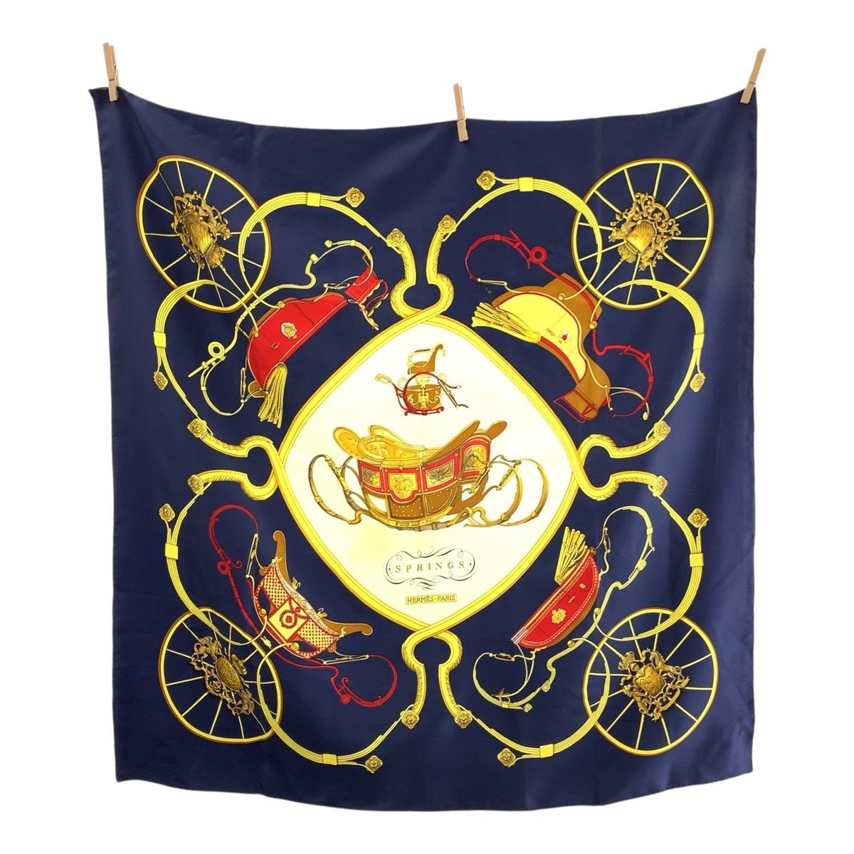 HERMES Vintage Silk Scarf Carre 90 SPRINGS エルメス シルク