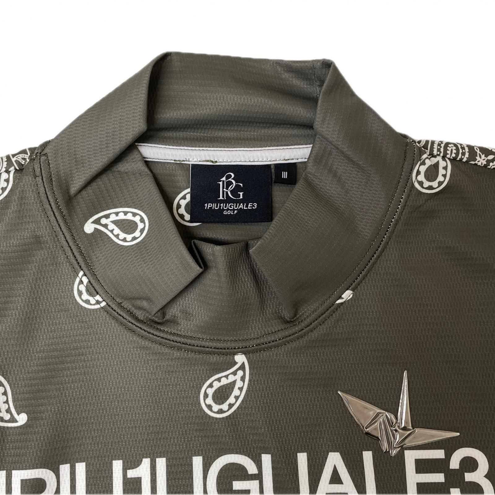 レディース ウノピュウノウグァーレトレ 1piu1uguale3 半袖シャツ 3 L カーキ モックネック ペイズリー 総柄 WHITEMONARCHHOTEL_COM