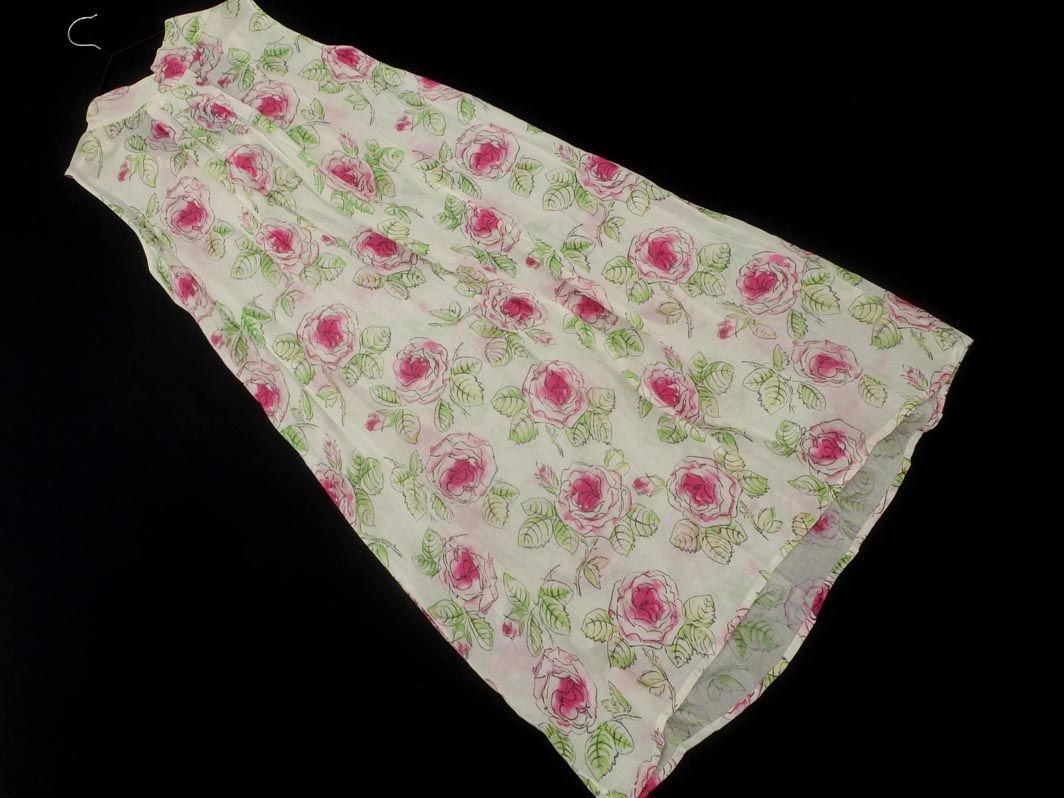 【フランス製】agnès b.アニエスベーノースリーブ 花柄ワンピース サイズ3 agnes b アニエスベー 花柄 ノースリーブ ワンピース size38/白