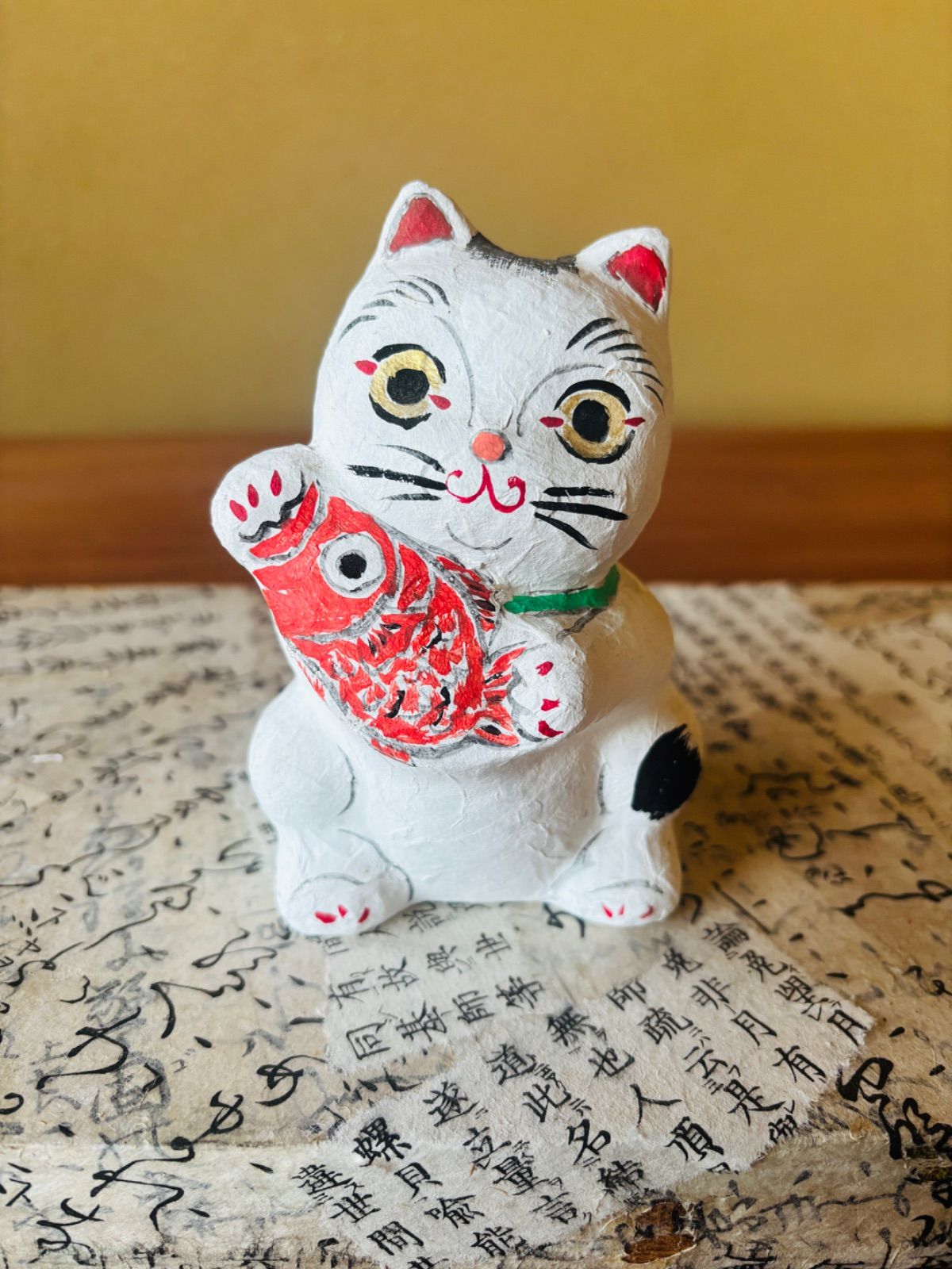 値下げしますよさん専用 鯛持ち招き猫 一点モノ 希少 作家 創作品 Lucky charm【めで鯛】【招福